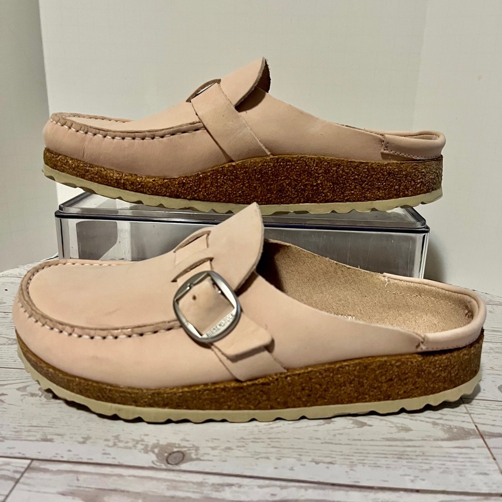 Birkenstock Buckley Mules 38 Women 7 Men 5 Reg Narrow Pink Clay Nubuck Leather